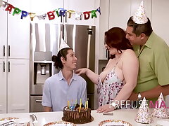 Chubby MILF and Two Stepsons' Birthday Surprise