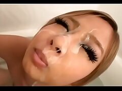 Japanese Cumslut Gets Her Face Covered in Hot Jizz